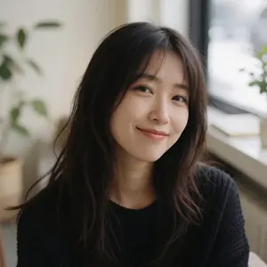 AI画像 黒色のニットを着たアジア人女性
