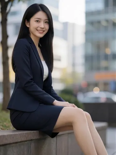 フリーAI画像, CC0 AI画像, 写真（AI画像）, 人物（AI画像）, 女性（AI画像）, アジア人女性, 若い女性, ポートレイト, ビジネス, 仕事, 職業, ビジネスウーマン, オフィスレディ（OL）, レディースーツ