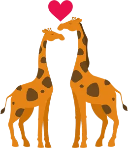 フリーイラスト キリンのカップル