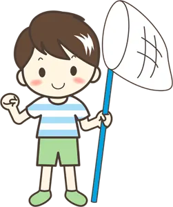 フリーイラスト 虫捕り網を持つ男の子