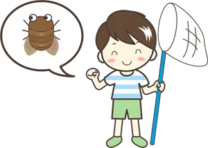 フリーイラスト 蝉を捕りに行く男の子