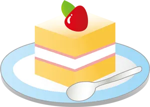 フリーイラスト 四角いショートケーキ