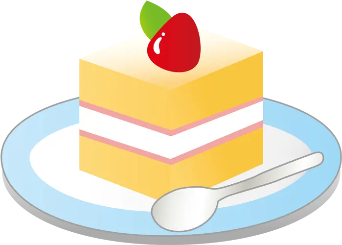 フリーイラスト, CC0 イラスト, ベクター, EPS, 食べ物（イラスト）, 菓子, 洋菓子, ケーキ, ショートケーキ, スイーツ, スプーン, お皿