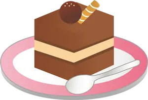 フリーイラスト 四角いチョコレートケーキ