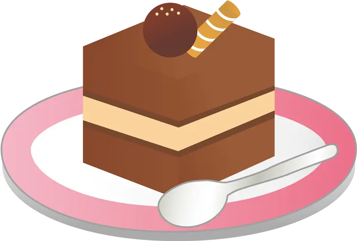 フリーイラスト, CC0 イラスト, ベクター, EPS, 食べ物（イラスト）, 菓子, 洋菓子, ケーキ, チョコレートケーキ, スイーツ, スプーン, お皿