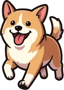AI画像 駆けてくる柴犬
