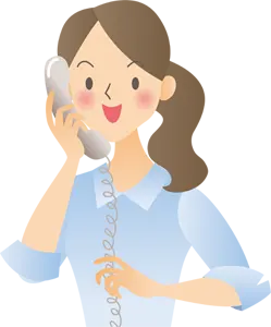 フリーイラスト 電話応対中の女性会社員
