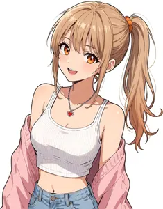 AI画像 タンクトップを着たポニーテールの少女