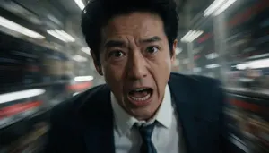AI画像 社内を駆けまわる忙しい男性会社員