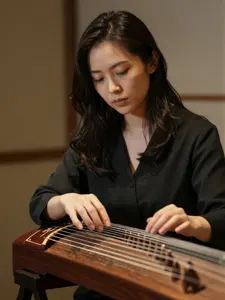 AI画像 筝を弾くアジア人女性
