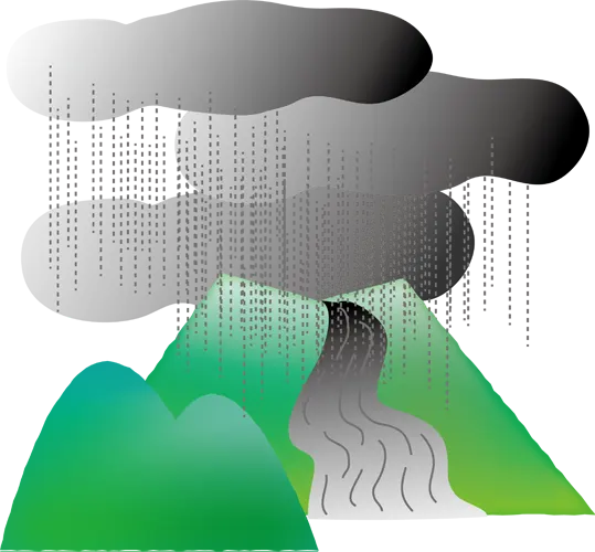 フリーイラスト, CC0 イラスト, ベクター, EPS, 天気, 雨, 山
