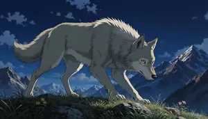 AI画像 夜の狼