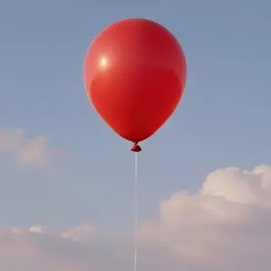 AI画像 浮かんだ赤い風船