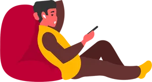 フリーイラスト ワイヤレスイヤフォンで音楽を聴いている男性