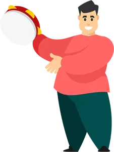 フリーイラスト タンバリンを叩く男性