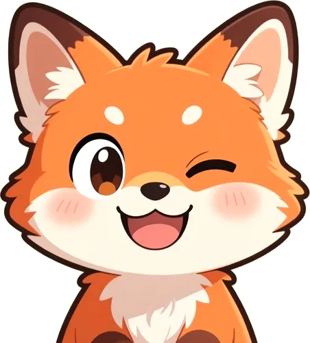 フリーAI画像, CC0 AI画像, イラスト（AI画像）, 動物（AI画像）, 哺乳類, 狐（キツネ）, 動物の顔, ウインク
