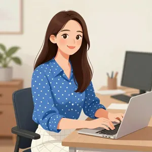 AI画像 ノートパソコンで仕事中の女性会社員