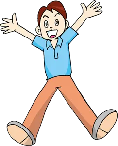フリーイラスト 万歳して喜ぶ男性