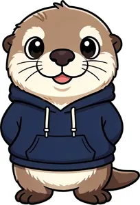 AI画像 パーカーを着たカワウソ