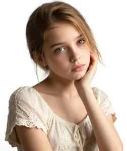 AI画像 頬杖をついた外国の少女