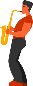 フリーイラスト サックスを吹く男性