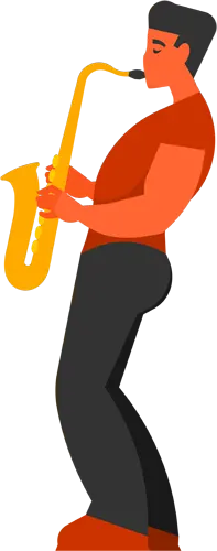 フリーイラスト, CC0 イラスト, ベクター, AI, 人物（イラスト）, 男性（イラスト）, 音楽（イラスト）, 演奏する, 楽器, 木管楽器, サックス, 横顔