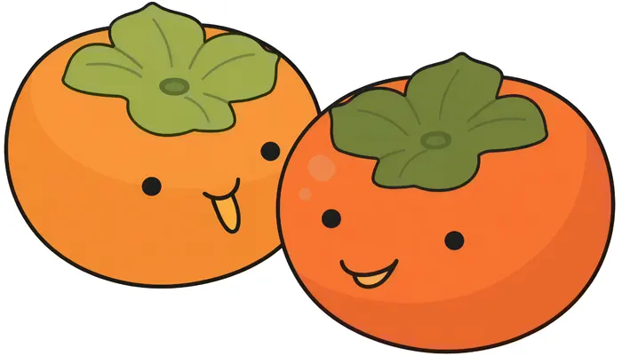 フリーイラスト, CC0 イラスト, キャラクター, 果物（フルーツ）, 柿（カキ）, 秋（イラスト）