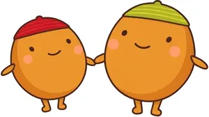 フリーイラスト 手をつなぐどんぐりのキャラクター