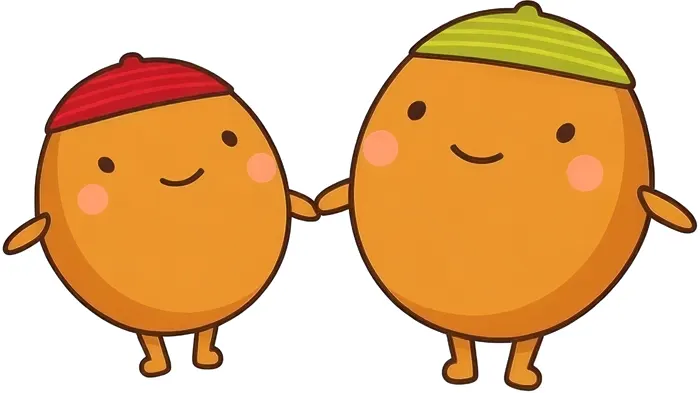 フリーイラスト, CC0 イラスト, キャラクター, 団栗（ドングリ）, 秋（イラスト）, 手をつなぐ