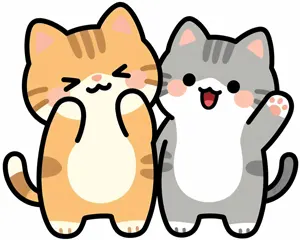 AI画像 立っている2匹ラの猫