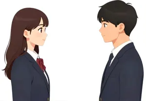 AI画像 向かい合う男女の学生