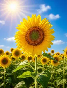 AI画像 日光とひまわりの花