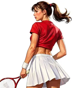 AI画像 横を向いたポニーテールの女子テニス選手