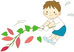 フリーイラスト さつまいもを収穫する男の子