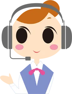 フリーイラスト ヘッドセットをつけたコールセンターの女性